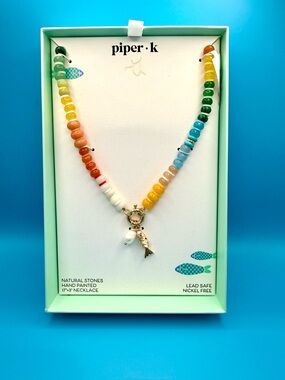 Piper K Multicolor Beaded Necklace with Gold Fish Charm with Pearl TJ Maxx